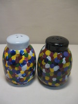 Salt &amp; Pepper Shakers Multi Color Both Have Stoppers Ceramic - $9.95