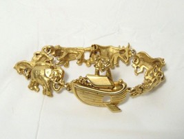 Noah&#39;s Ark Gold Tone AJC Bracelet 7 Inches Long - £18.92 GBP
