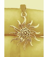 14K yellow gold Sunshine pendant, dainty spiral sun pendant Celtic knot ... - $227.00