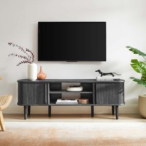Charcoal 55&quot; Media Tv Stand With Contour From The Mid-Century Modern Style. - £298.87 GBP