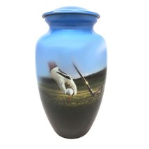 Large/Adult 200 Cubic Inch Golfer&#39;s Paradise Aluminum Cremation Urn for Ashes - £160.35 GBP