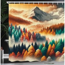 Mountain Shower Curtain, Abstract Bohemian Mandala Sky And High Peaks Mural Like - $40.99