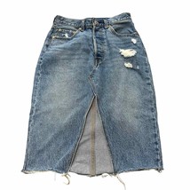 Levis Big E Distressed Denim Button Fly Skirt with V slit size 26 - $811.96 MXN