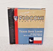 Vintage Fiocchi TEXAS DOVE LOAD 20 Gauge 7-1/2 Shot 20TWW75 Empty Ammo B... - £3.88 GBP