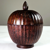 Tibetan Metal Kalasa Jar Melon Form Vintage Tibetan Lidded container 7in - $40.00