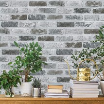 Guvana Grey Brick Wallpaper Peel And Stick Wallpaper 3D Vintage Brick Co... - £28.89 GBP