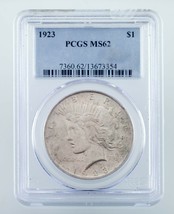 1923 $1 Silver Peace Dollar Graded by PCGS as MS-62! Nice Coin! - $62.36