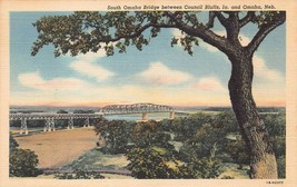 Antique Postcard 1940&quot;s South Omaha Bridge Neb. - £2.90 GBP