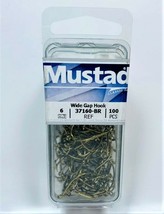 Mustad Wide Gap Black Nickel Jigs Fishing Hooks 100 Count Size 6/0 - £27.08 GBP