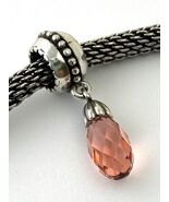 Brighton Dream Drop Charm JC327C, Silver Finish, Rose-Peach, New - $20.90