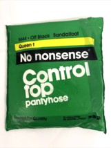 No Nonsense Control Top Pantyhose Plus Queen 1 M44 Vintage 90s Off Black USA New - $14.84