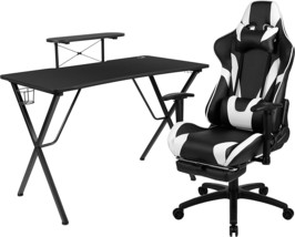 Flash Furniture Black Gaming Desk and Black Footrest Reclining Gaming Chair Set - £320.26 GBP