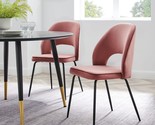 Dining Chairs In Black Dusty Rose Performance Velvet By Modway Nico, Set... - $218.96