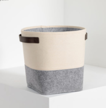 Felt Storage Bin (New) Natural W/ Brushed Whisper Grey - AH64 - £29.59 GBP