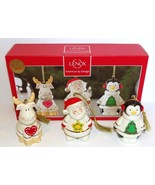 LENOX HEARTFELT CHRISTMAS SET OF 3 MOOSE SANTA PENGUIN ORNAMENTS IN BOX~... - €34,39 EUR