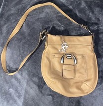 B. Makowsky Leather Bag Purse Shoulder Crossbody Color: Tan - £22.02 GBP