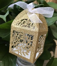 Glold Glitter 100pcs Wedding Gift Boxes,Laser Cut Wedding Favor Boxes fo... - $48.00