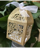 Glold Glitter 100pcs Wedding Gift Boxes,Laser Cut Wedding Favor Boxes fo... - £37.74 GBP