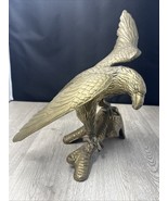 VINTAGE LARGE BRASS EAGLE PERCHED ON A BRANCH STATUE 17&quot; WING SPAN - $2,151.32 MXN