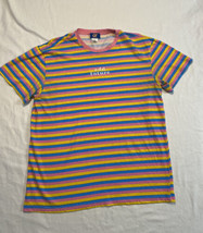 Odd Future Striped Short Sleeve T-Shirt Blue Pink Yellow Mens Large Colorful - £20.40 GBP