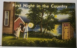 First Night in the Country,  Couple Heading To the Outhouse Postcard H5 - $3.95