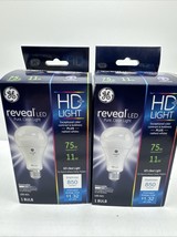 (2) GE Reveal LED 75w/ 11w Watts A21 Base Bulb 850 Lumens Pure Clean Light - $8.99