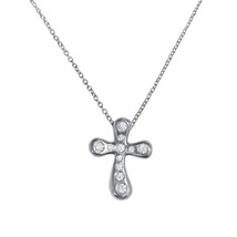 Tiffany&Co. Platinum Diamond Elsa Peretti Cross Pendant Necklace  - $2,280.00