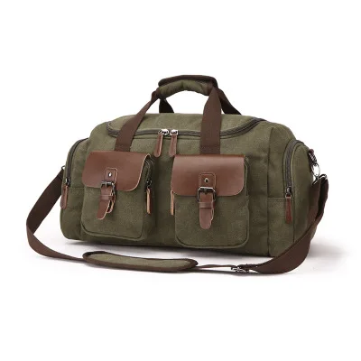 MARKROYAL Canvas Leather Men Travel Bag European Style Travel Bags Handbag High  - $120.98