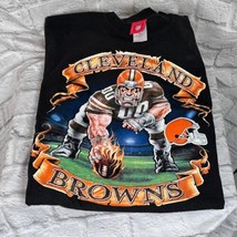 Cleveland Browns Football In Flames  NFL 2XLT Men&#39;s Black T-Shirt Dog Pound - £31.14 GBP