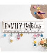 Family Birthday Reminder Calendar Plaque Wood Sign w/ 24 Tags Hanging Wa... - €25,86 EUR