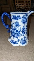 Cracker Barrel Country Store Blue White Porcelain 9” Repro Antique Style Pitcher - £62.29 GBP