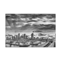 Miami Black And White Skyline Canvas Artwork Breathtaking Stunning Cityscape fo - £72.13 GBP+