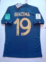 Karim Benzema France 2022 World Cup Qatar Match Slim Fit Blue Home Soccer Jersey - £79.93 GBP