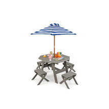 Kids Wooden Table Set for Children Aged 3+ Years-Gray - Color: Gray - $3,408.12 MXN