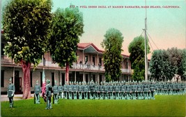 Vtg 1910s Postcard - Full Dress Drill at Marrine Barracks Mare Island, CA - £7.90 GBP