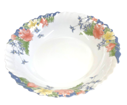 Luminarc Arcopal Florine Swirl Floral Serving Bowl 11 Inch White Blue Vt... - £22.50 GBP