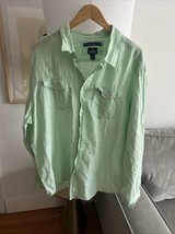 Old Navy Green Linen Button Up Oversized Shirt Size XXL - $35.00