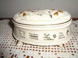 LENOX 12 Days Of Christmas Music Box Fine Cream China 2000 Gold Trim - £78.95 GBP