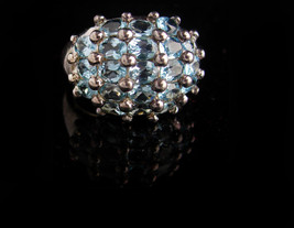 5ct Blue Topaz Ring - Vintage Sterling Silver cocktail ring - size 9 - Hallmark - £67.93 GBP