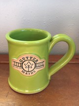 Greyfoxpottery Signed Lime Green Glazed Pottery GUTTER MAIDS Hot Chocola... - $13.99