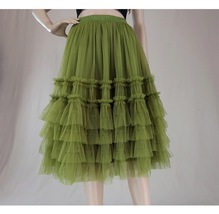 Pink Dot Tiered Tulle Midi Skirt Women Plus Size Ruffle Tulle Skirt image 12