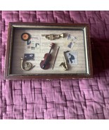 Vintage 1999 Musical Instruments Glass And Wood  Box storage 1999 13x8.5x8. - £21.89 GBP