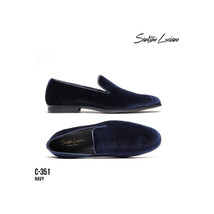 Mens Santino Luciano Shoes Soft Velvet Slip on Loafer Formal C351 Navy Blue - $59.99