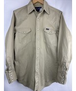 Vintage WRANGLER BRUSHPOPPER X-Long Tails 15-33 Pearl Snap Tan Khaki Den... - $542.88 MXN