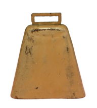 Vintage Copper Colored Large Metal Cow Bell Original Clapper 4&quot; tall - £14.91 GBP