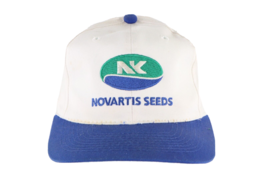 Vtg 90s Distressed Novartis Seeds Spell Out Snapback Hat Cap White Adjus... - $23.71