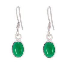 delicate Green Onyx 925 Sterling Silver Green Earring supplies CA gift - $22.78
