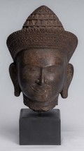 Antique Banteay Srei Style Stone Mounted Khmer Vishnu Head - 35cm / 14&quot; - £1,558.23 GBP