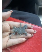 Vintage Grey Carousel Horse Brooch Pin Set With Matching Earrings Attached - $34.28 CAD