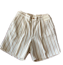 VTG Harris Casuals of Los Angeles Mens Shorts 34 NOS 90s Thin Tan &amp; White Stripe - £18.21 GBP